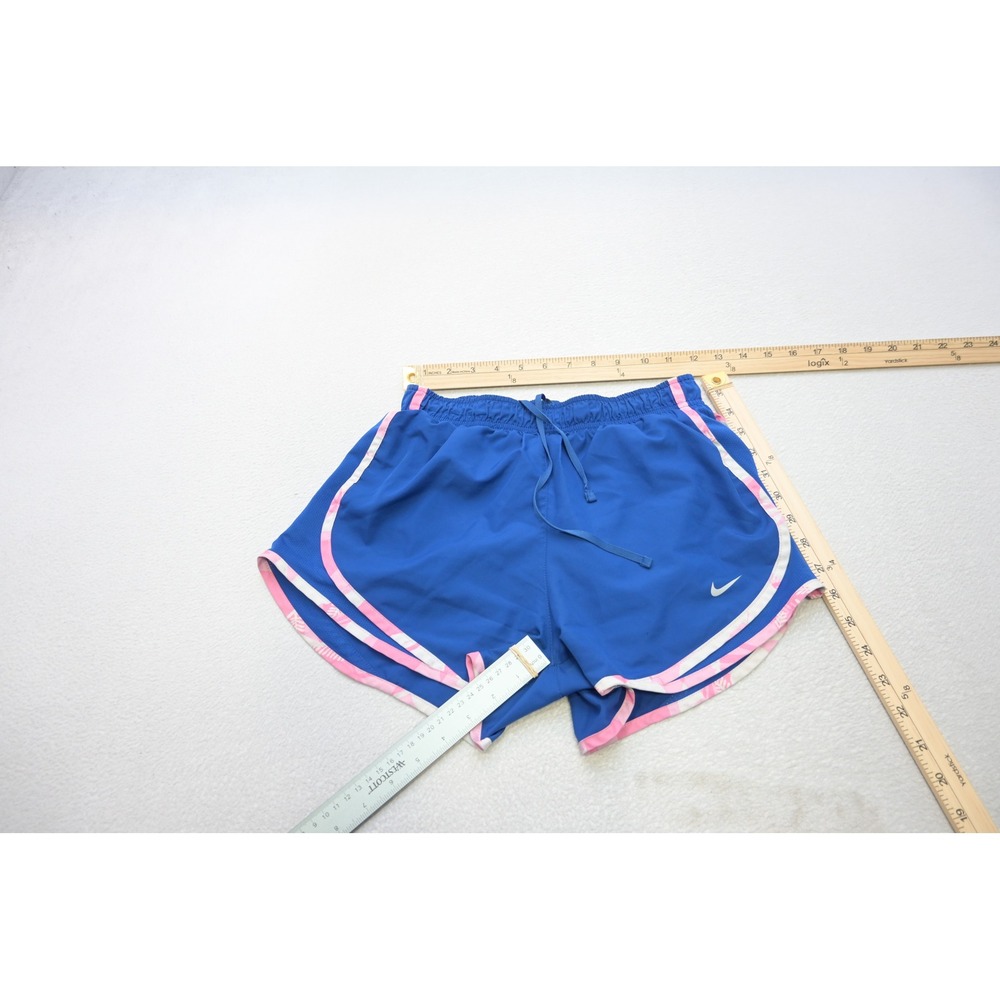Nike Running Shorts Womens Small Blue‎ Pink Palm Trim Dri-FIT Athletic Excellent